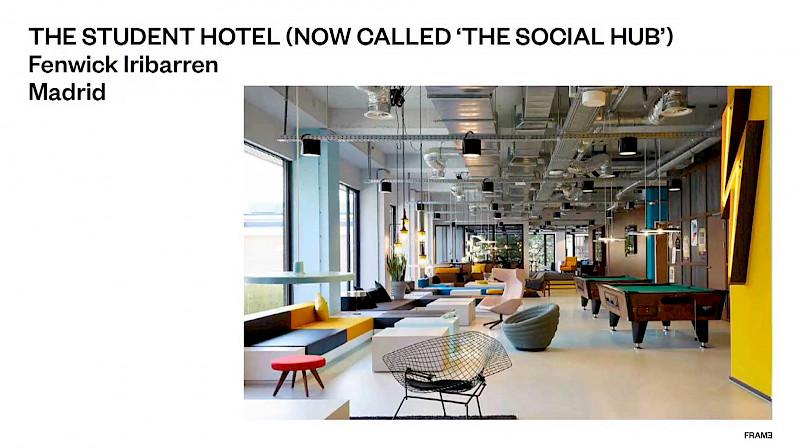 Co-creation is not limited to the design process, but lives on in the use of spaces. In The Social Hub, a hotel for students is opened up for other uses.