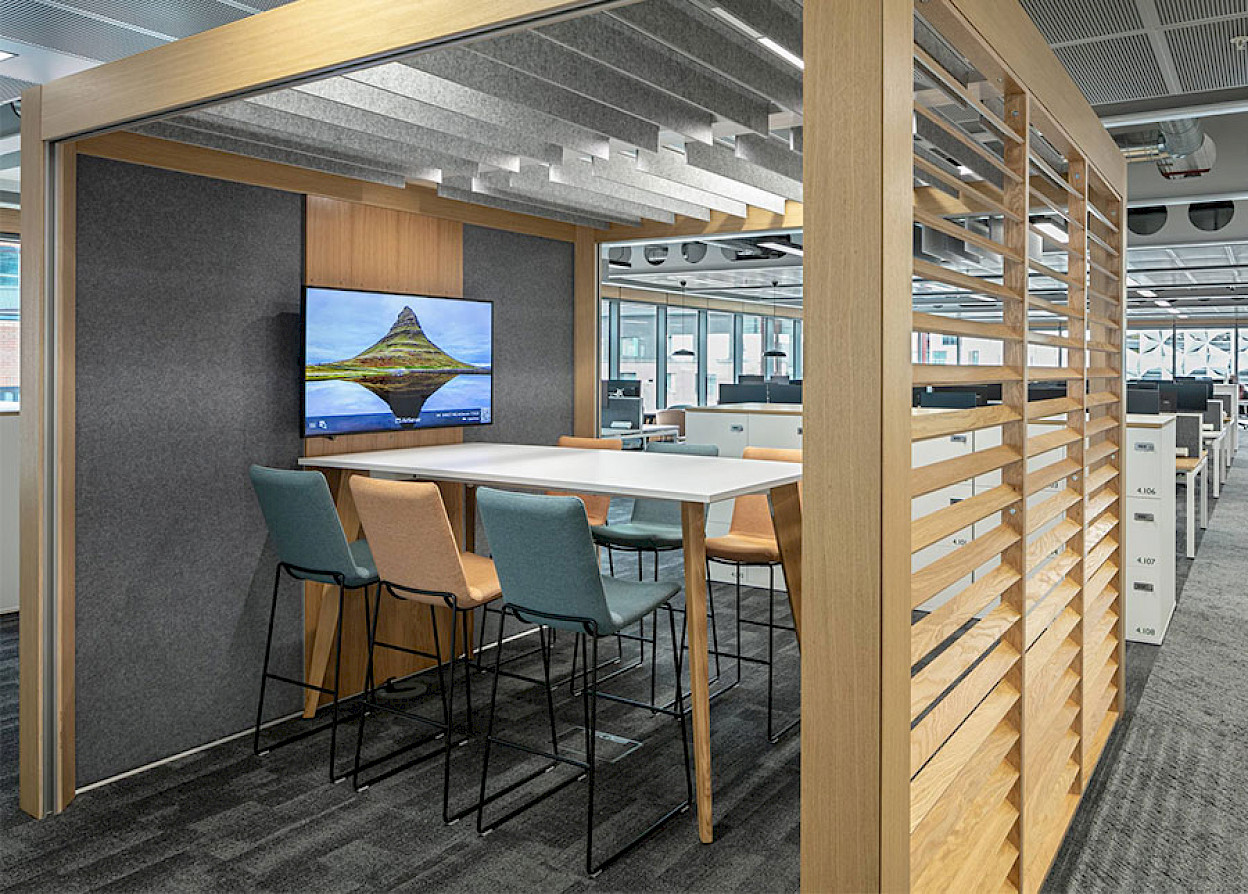 Rooms allows space for privacy, but is open on three sides in the office. Image: Connection, Flokk Group