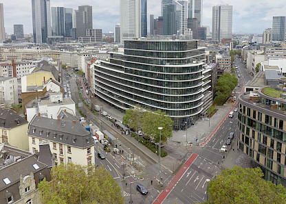 Exterior view of Nestlé Germany headquarters in Frankfurt.