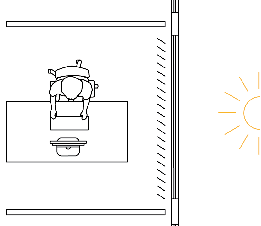 Fig. 1 – Correct: line of sight parallel to the main window front