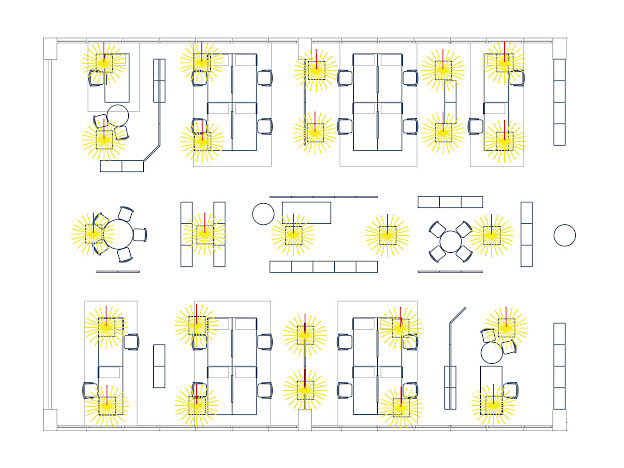 Lighting should always be positioned offset to the workplace. Not directly above, in front of, or behind the workstation.