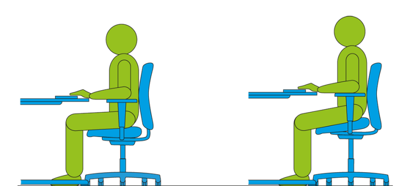 Seat height, backrest height and armrest height must be adjustable to body dimensions