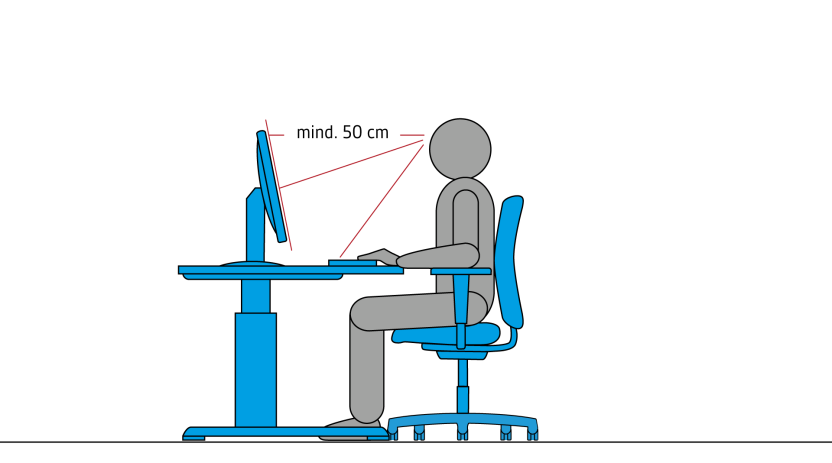 For screen placement: top line of text should be at or just below eye level