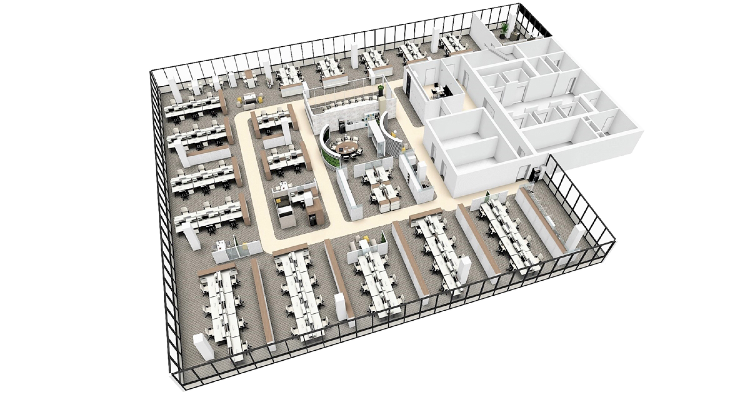 Example floor plan of an open-plan office