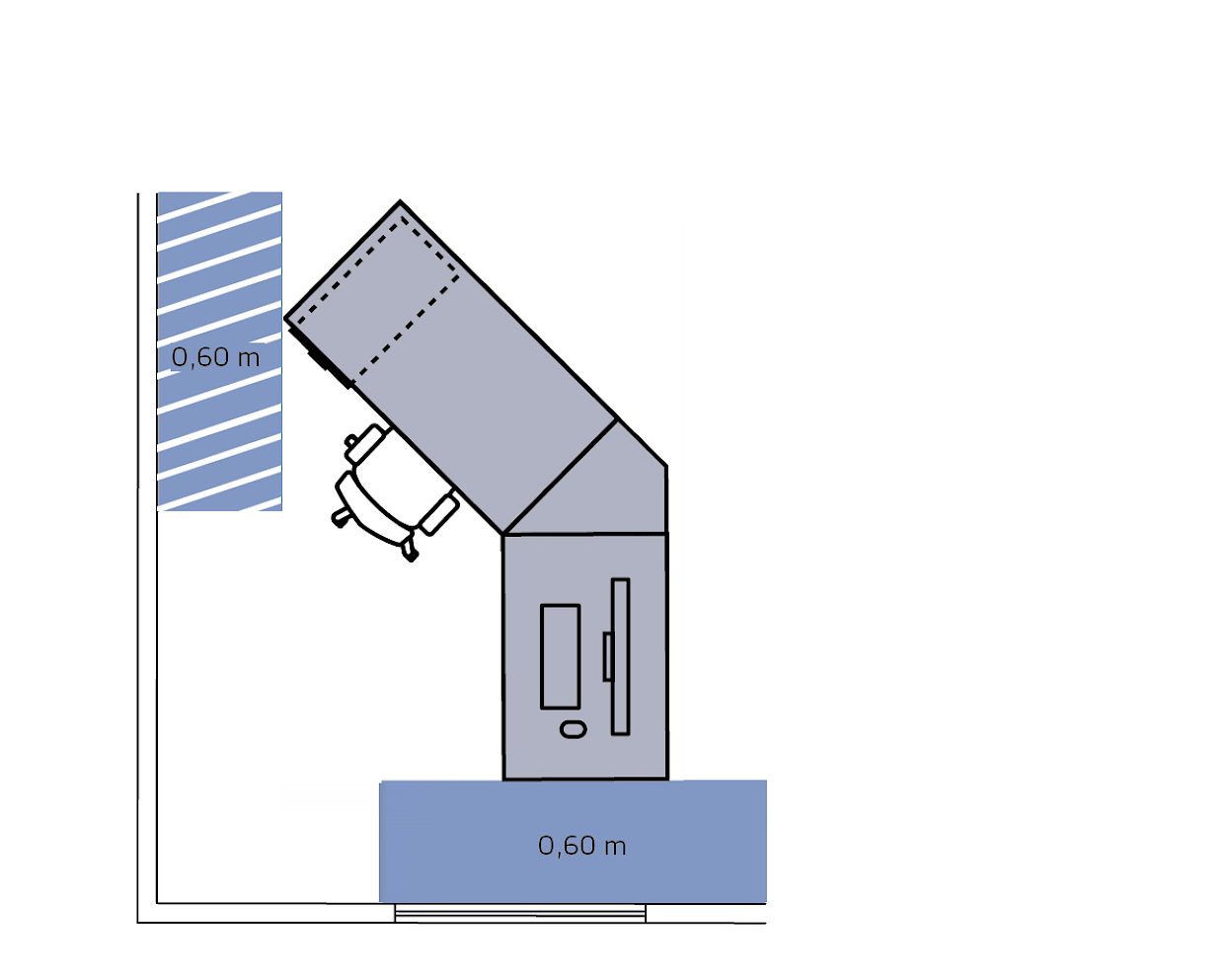 Minimum widths for connecting and maintenance routes
