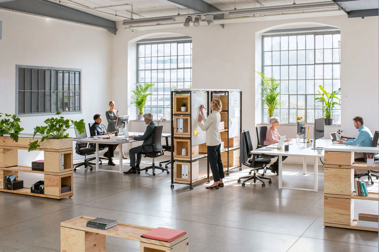 Coworking-Situation. PIXEL von Bene